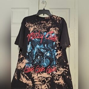 Custom Mötley Crüe Girls Girls Girls Bleached Acid Wash Graphic Band Tee Large